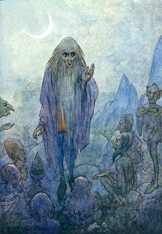 Merlin (színes litográfia) alkotó: Harry George Theaker
