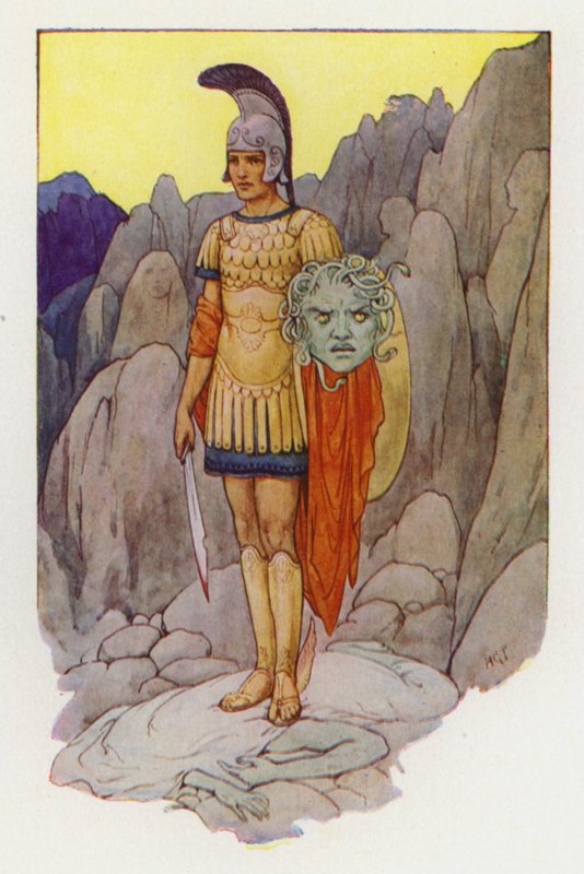 Perseus és a Gorgó feje (színes litográfia) alkotó: Harry George Theaker