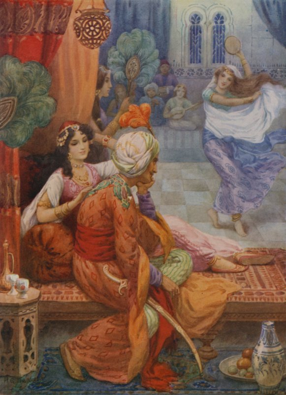 Ahmed herceg és a Banou tündér (színes litográfia) alkotó: Harry George Theaker