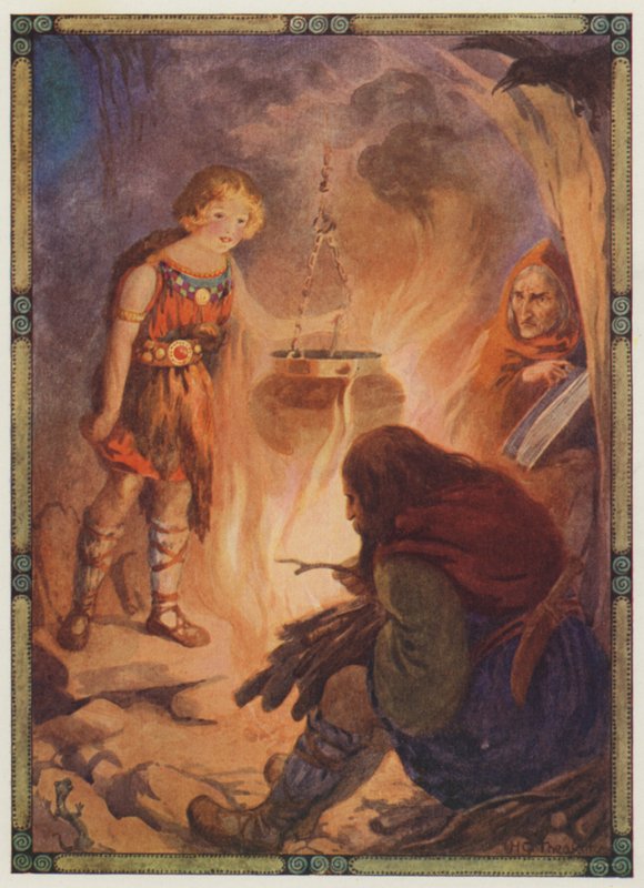 "Mindent úgy talált, ahogyan lennie kell", Taliesin (színes litográfia) alkotó: Harry George Theaker