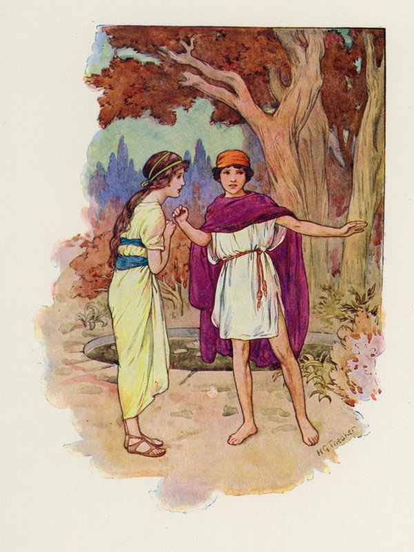 Azt válaszolta: "Igen, biztos vagyok benne, hogy vissza fog jönni" (színes litográfia). alkotó: Harry George Theaker