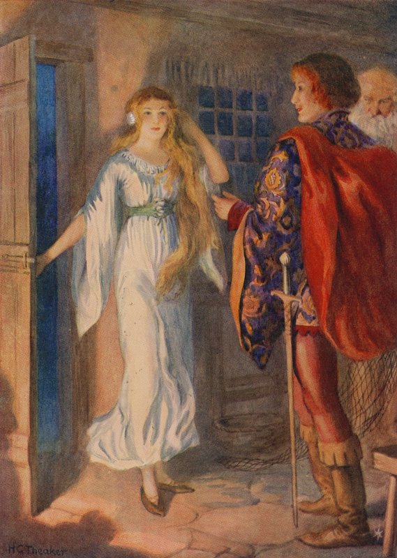 Sir Huldbrand és Undine, az "Undine"-ból (színes litográfia) alkotó: Harry George Theaker