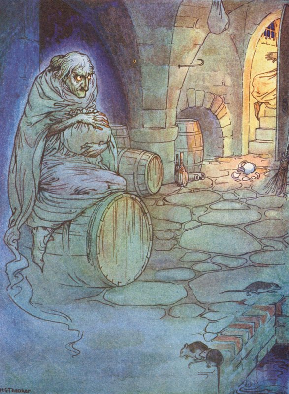 A szürke ruhás öregember, egy doveri legenda (színes litográfia) alkotó: Harry George Theaker