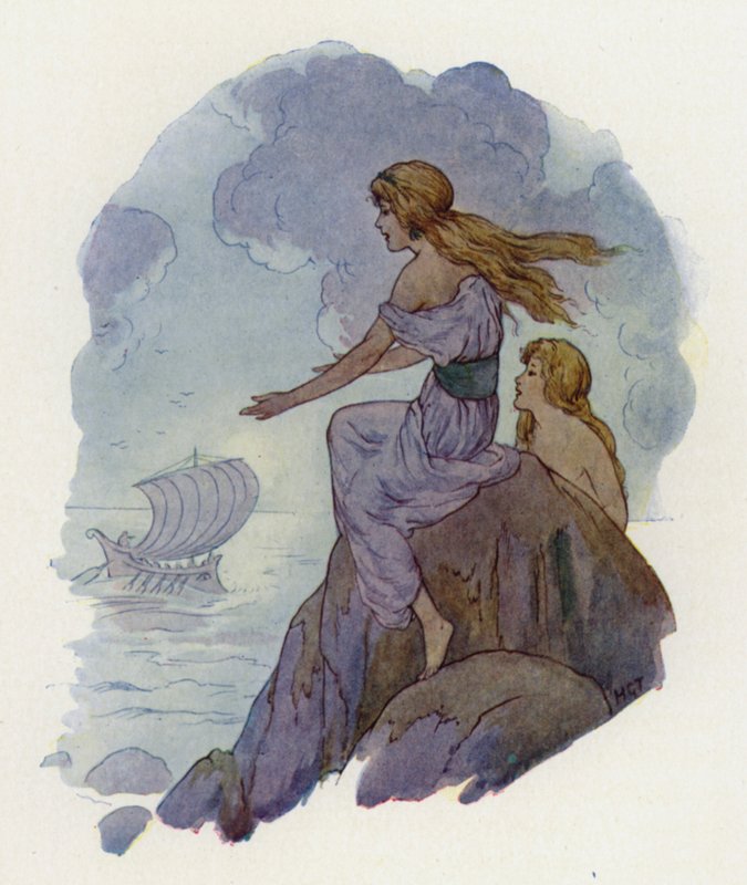 A szirének (színes litográfia) alkotó: Harry George Theaker