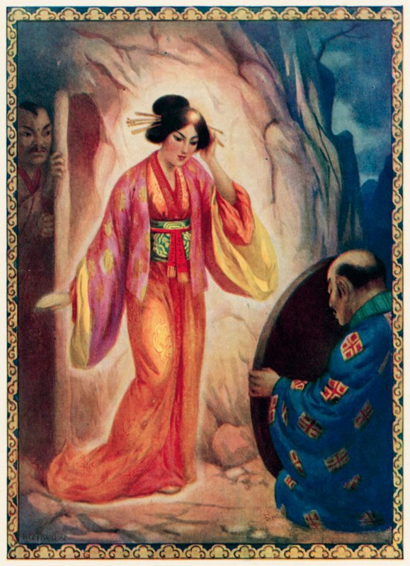 A Napistennő a tükörben (színes litográfia) alkotó: Harry George Theaker
