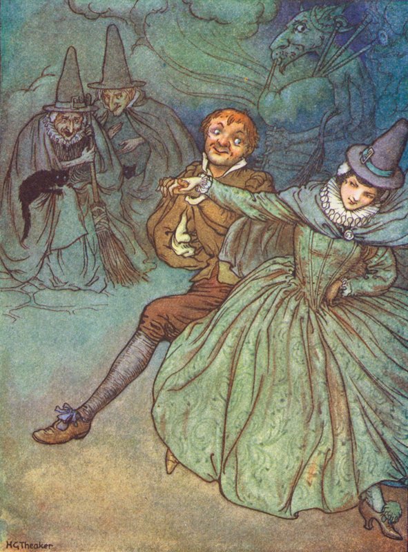 A boszorkányok mulatsága (színes litográfia) alkotó: Harry George Theaker