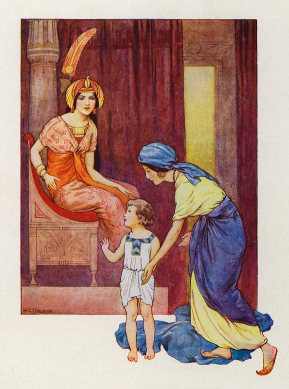 Mózes anyja elvitte őt a hercegnőhöz (színes lithó) alkotó: Harry George Theaker