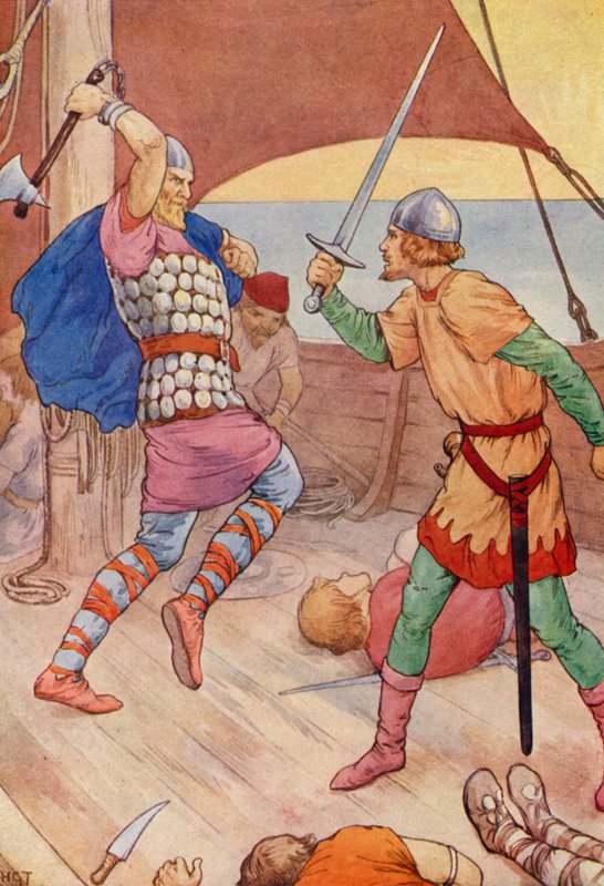 A kalózfőnök kiugrott Robinra (színes lithó) alkotó: Harry George Theaker