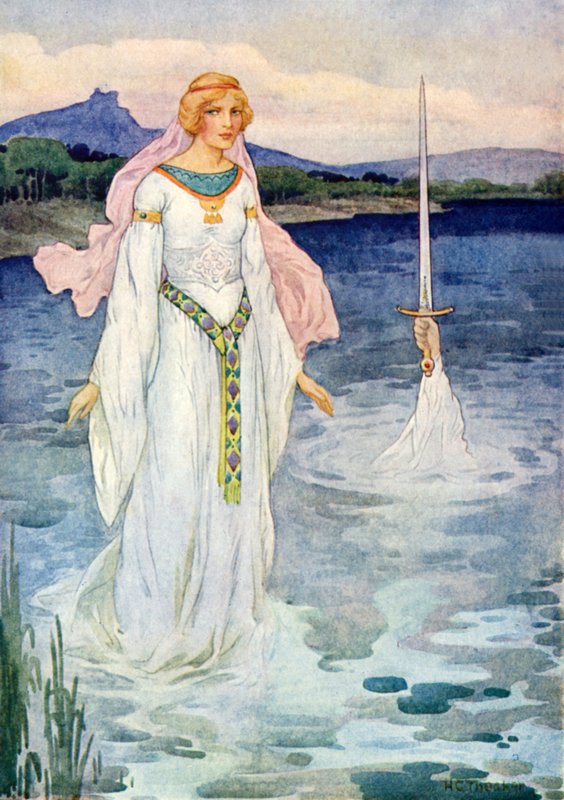 A kard és a tó úrnője (színes litográfia) alkotó: Harry George Theaker