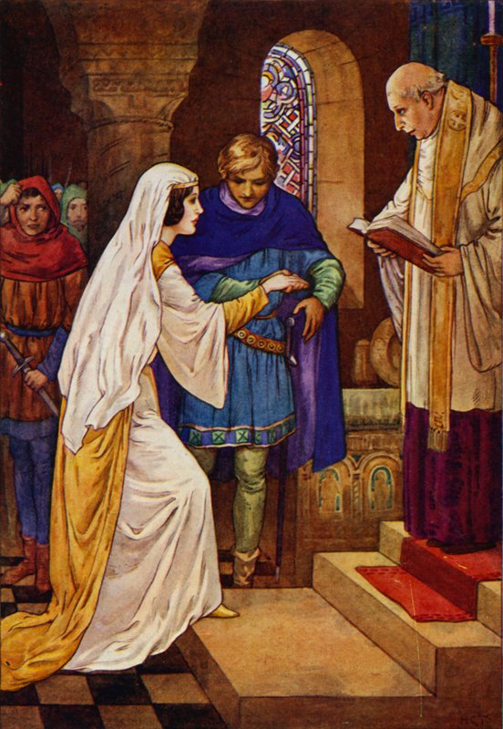 Aztán a pap összeházasította őket (színes litográfia). alkotó: Harry George Theaker
