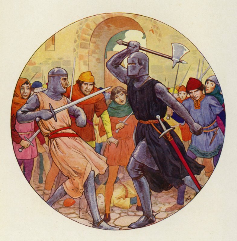 Háromszor lökte Isambart, és háromszor a lökés szélesre ment (színes litho) alkotó: Harry George Theaker
