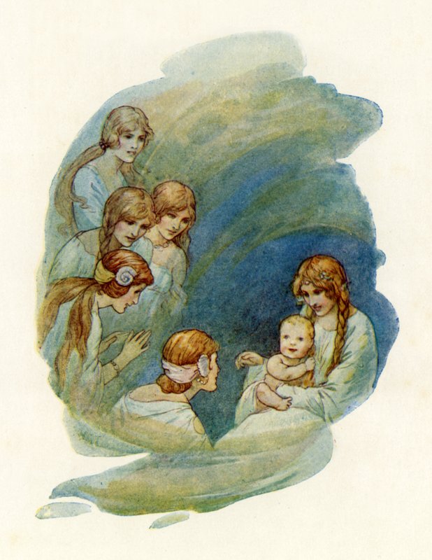 Pici Lancelot felébred és mosolyog (színes litográfia) alkotó: Harry George Theaker