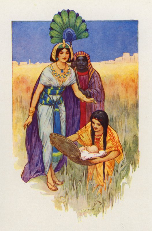 Amikor a kosarat hozták, a baba felébredt (színes litho) alkotó: Harry George Theaker
