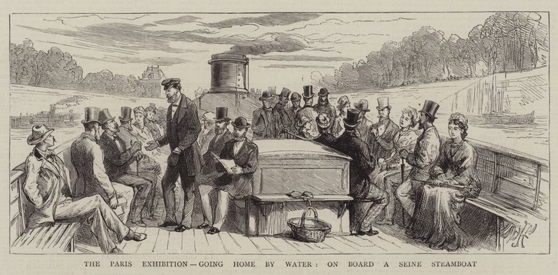A párizsi kiállítás, hazautazás vízen, egy Szajna gőzhajó fedélzetén alkotó: Harry Hamilton Johnston