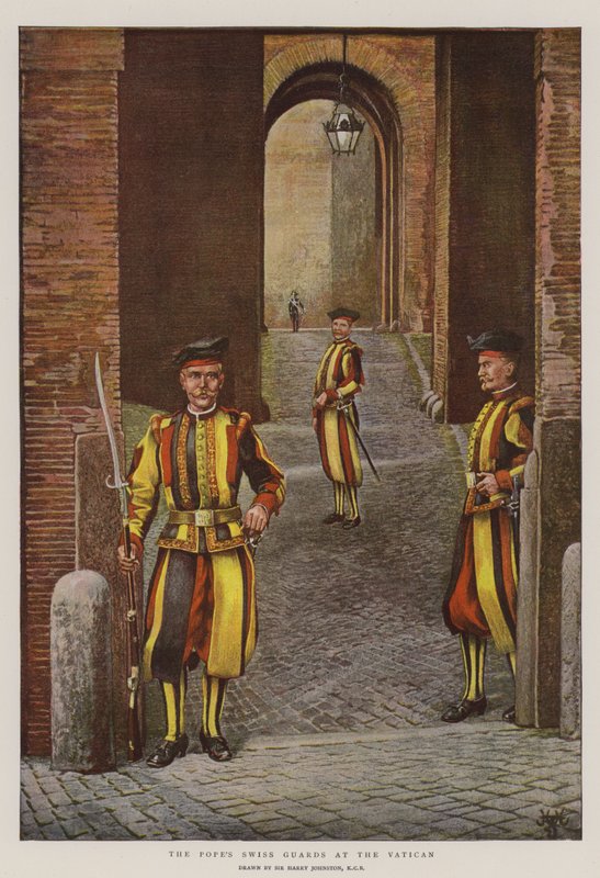 A pápa svájci gárdája a Vatikánban (chromolitho) alkotó: Harry Hamilton Johnston