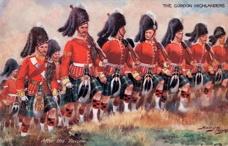 Gordon Highlanders, A felülvizsgálat után (színes litó) alkotó: Harry Payne