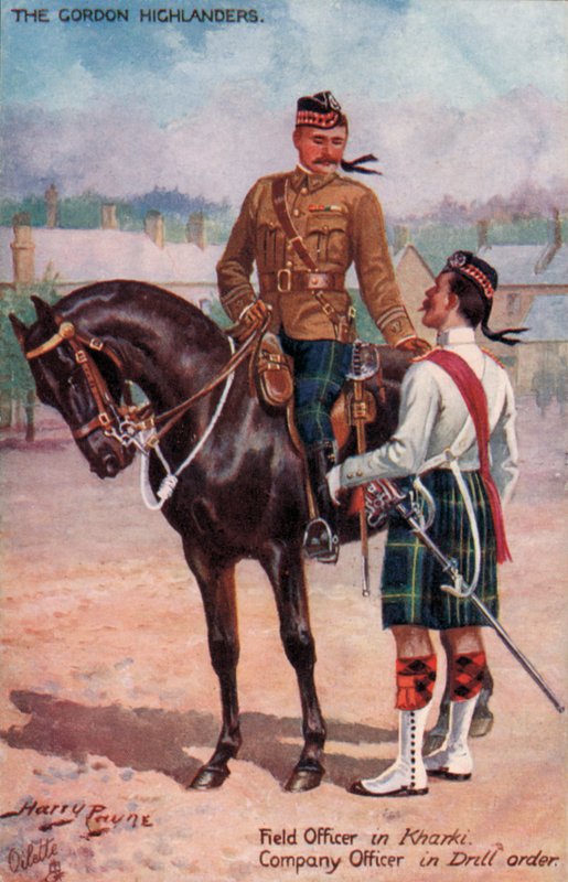 Gordon Highlanders, tereptiszt Kharkiban, cégtiszt fúrórendben (színes litho) alkotó: Harry Payne