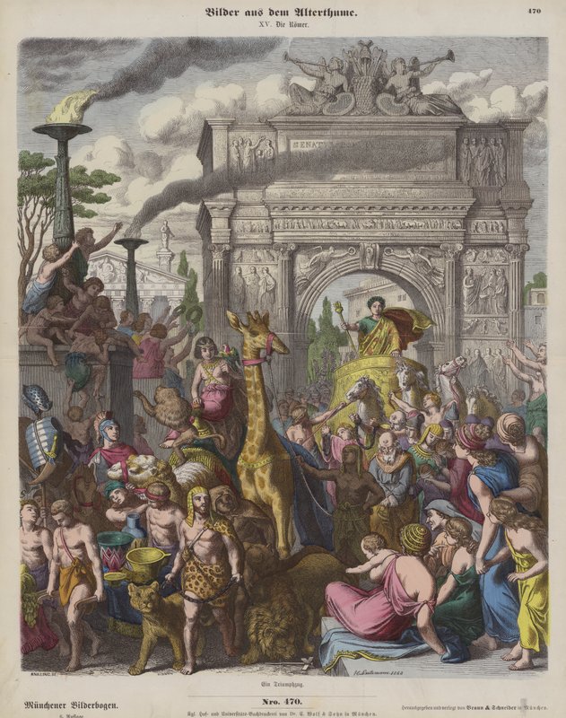 Római diadal (színes metszet) alkotó: Heinrich Leutemann
