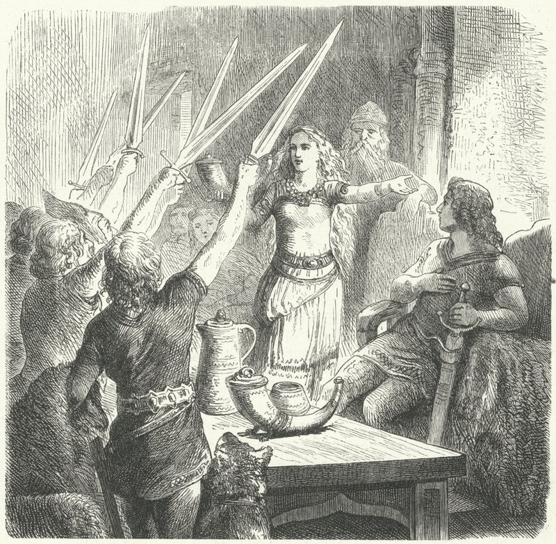 A baltiak pirítóst isznak királyuk gyermekeinek (metszet) alkotó: Heinrich Leutemann