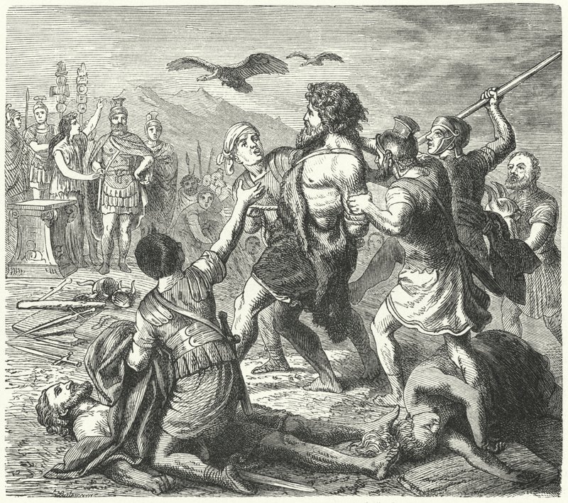 Tetobodot, a teutonok királyát a rómaiak elfoglalták az Aquae Sextiae-i csata után alkotó: Heinrich Leutemann