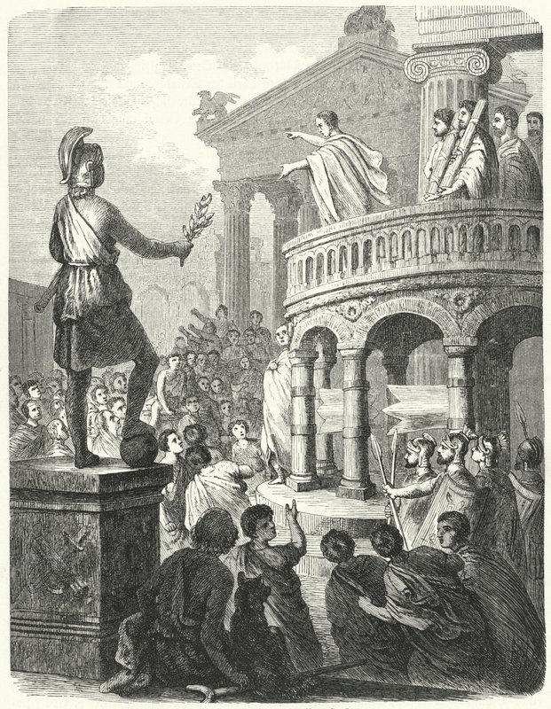 Cicero Róma népéhez szól a Rostrából alkotó: Heinrich Leutemann