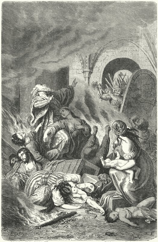 A yorki zsidók mészárlása alkotó: Heinrich Leutemann