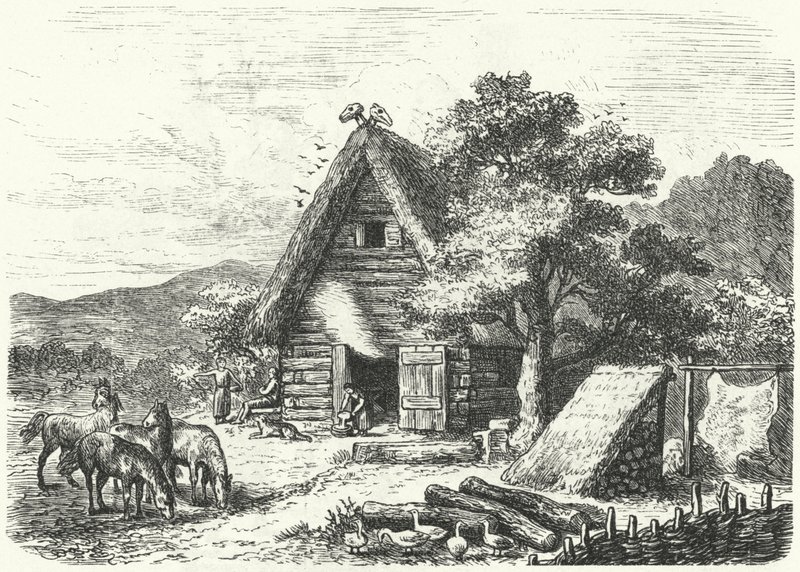 Régi német parasztház (metszet) alkotó: Heinrich Leutemann