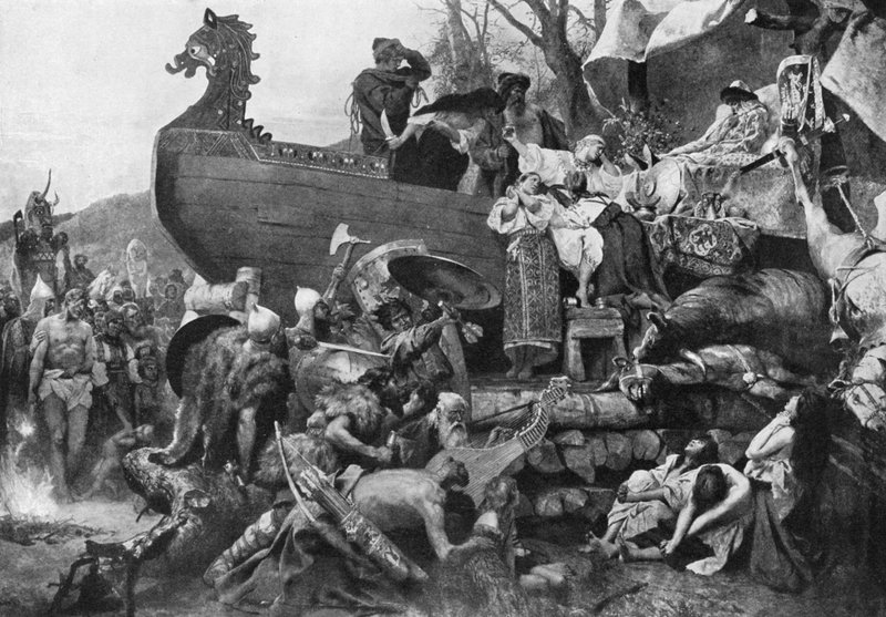 Egy varangi törzsfőnök temetése (litho) alkotó: Hendrik (after) Siemiradzki