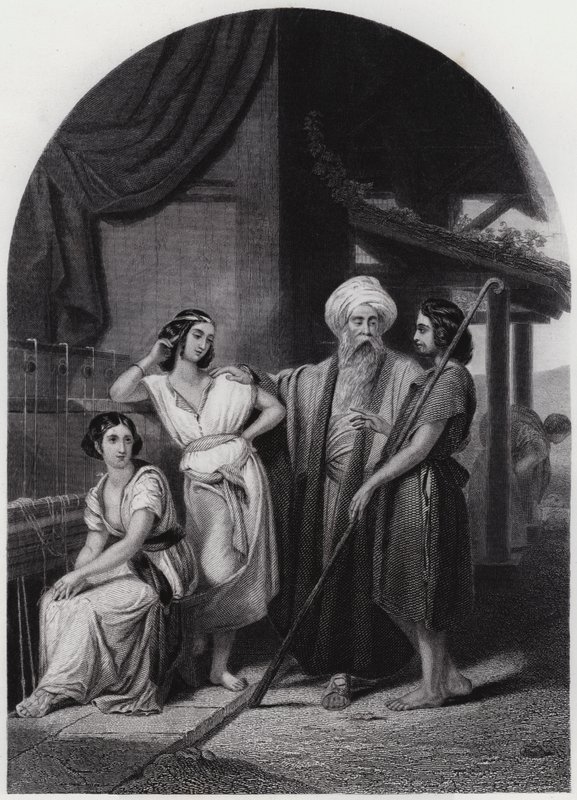 Jákob Lábán házában (metszet) alkotó: Henri Frederic (after) Schopin