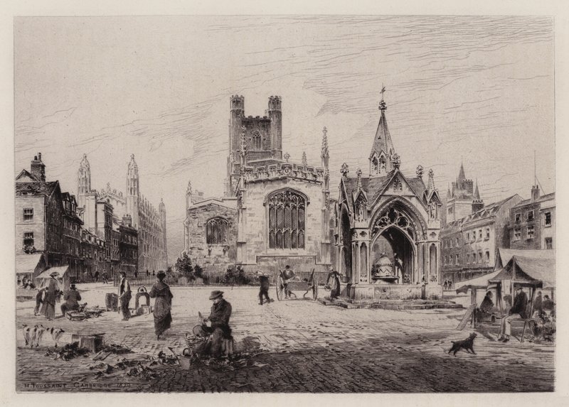 Cambridge: Market Hill (rézkarc) alkotó: Henri (after) Toussaint