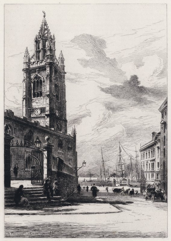 Szent Miklós templom, Liverpool (rézkarc) alkotó: Henri (after) Toussaint