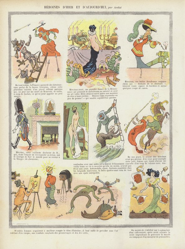 Múlt és jelen hősnője. Illusztráció Le Rire alkotó: Henri Avelot
