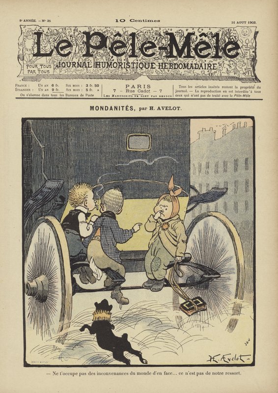 Mondanites. Illusztráció: Le Pele-Mele, 1902 alkotó: Henri Avelot
