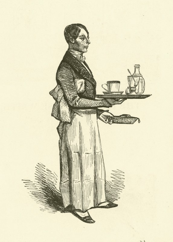 A kávéházi pincér (metszet) alkotó: Henri Bonaventure (after) Monnier