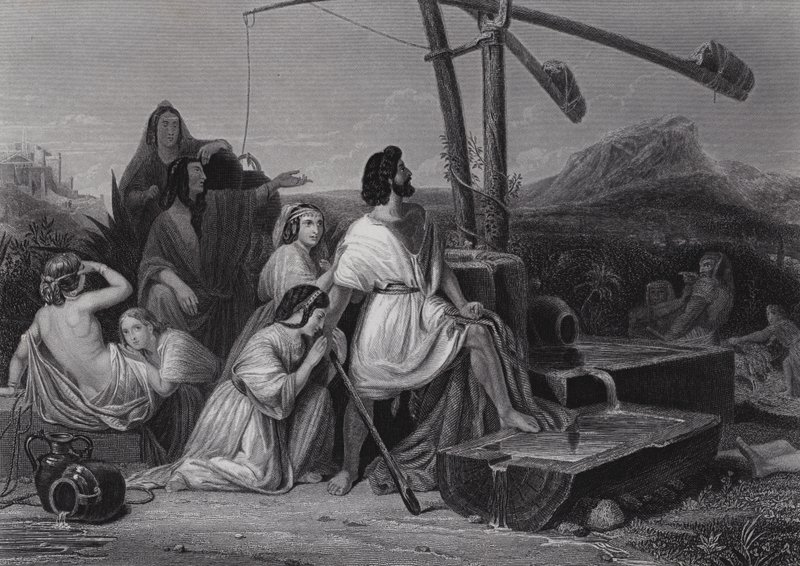 Mózes Midián földjén (metszet) alkotó: Henri Frederic (after) Schopin