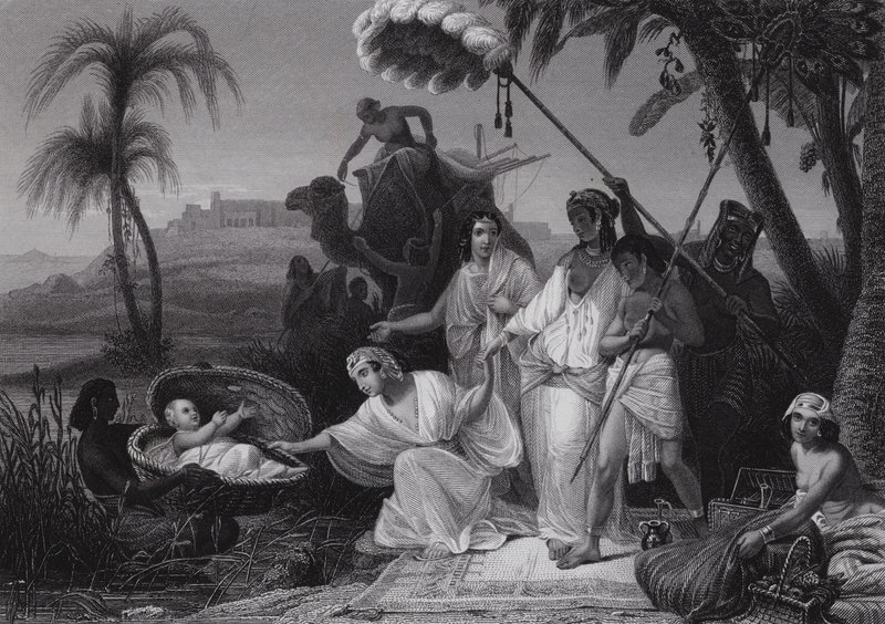 Mózes megtalálása (metszet) alkotó: Henri Frederic (after) Schopin