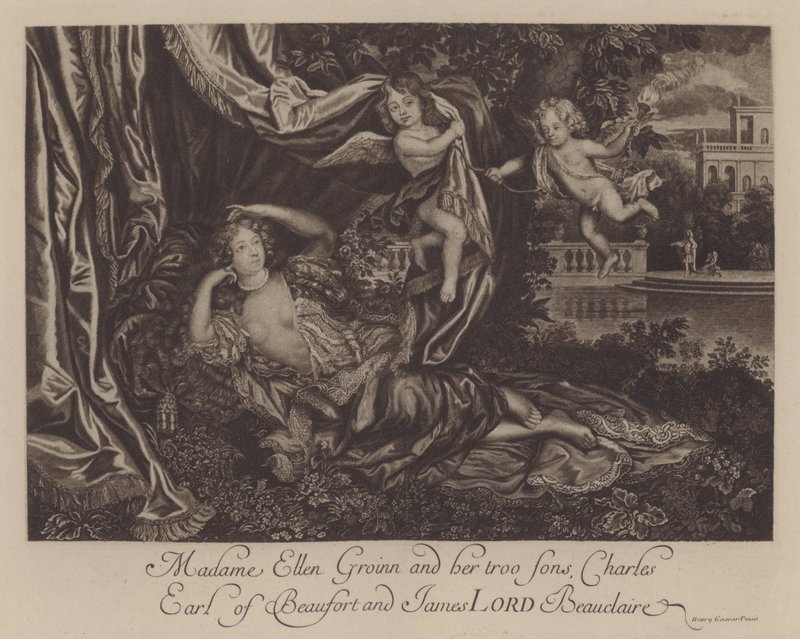 Nell Gwyn és két fia, Charles, Burford grófja és James, Lord Beauclerk (metszet) alkotó: Henri Gascar