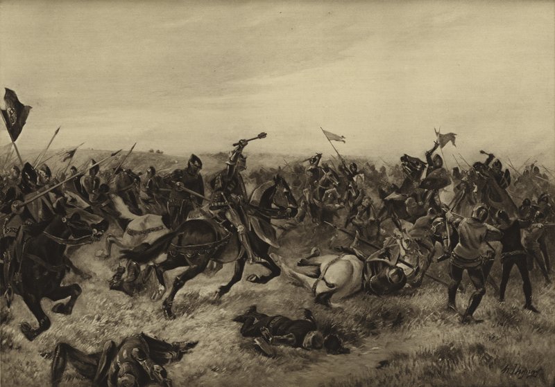 Agincourt-i csata; 1415 (mélynyomás) alkotó: Henri Louis Dupray