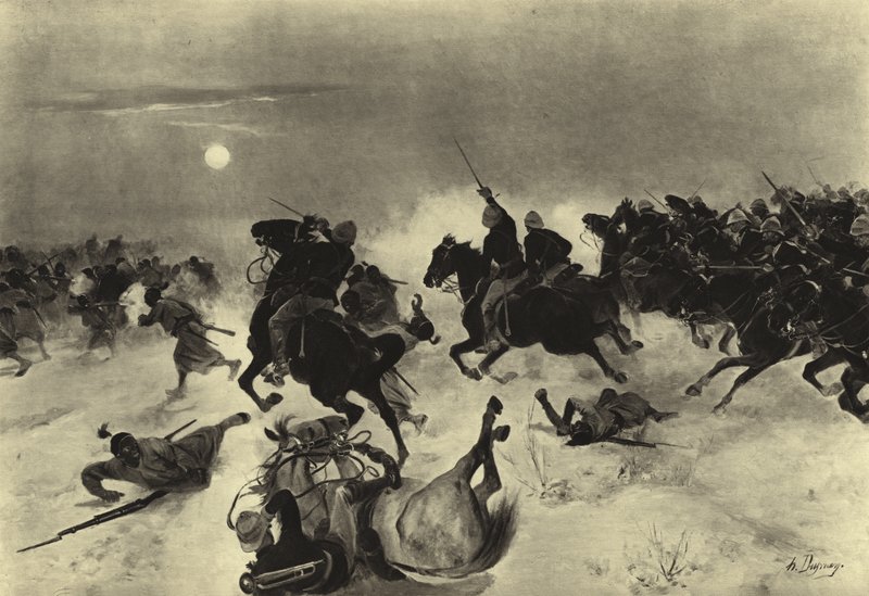 Kassassini csata, 1882 (mélynyomás) alkotó: Henri Louis Dupray