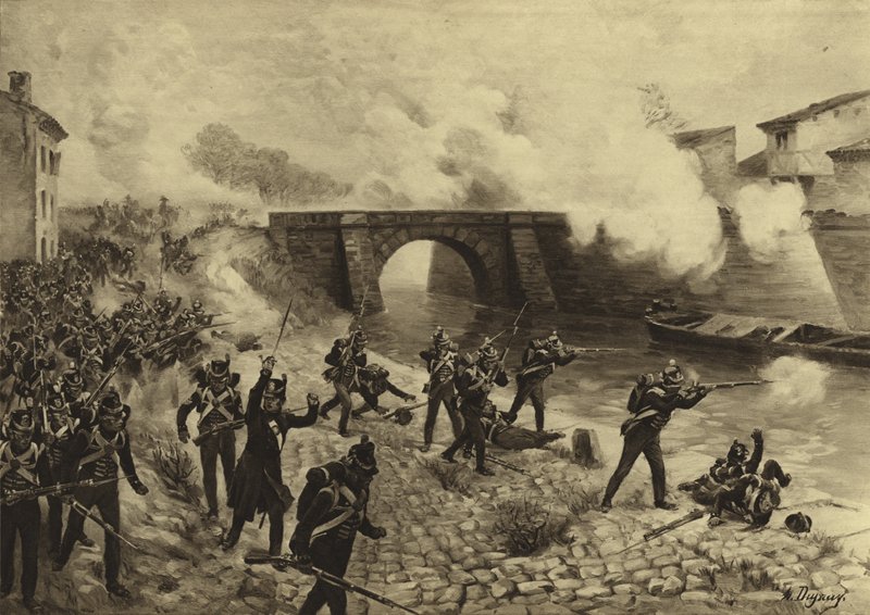 Toulouse-i csata, 1814 (mélynyomás) alkotó: Henri Louis Dupray