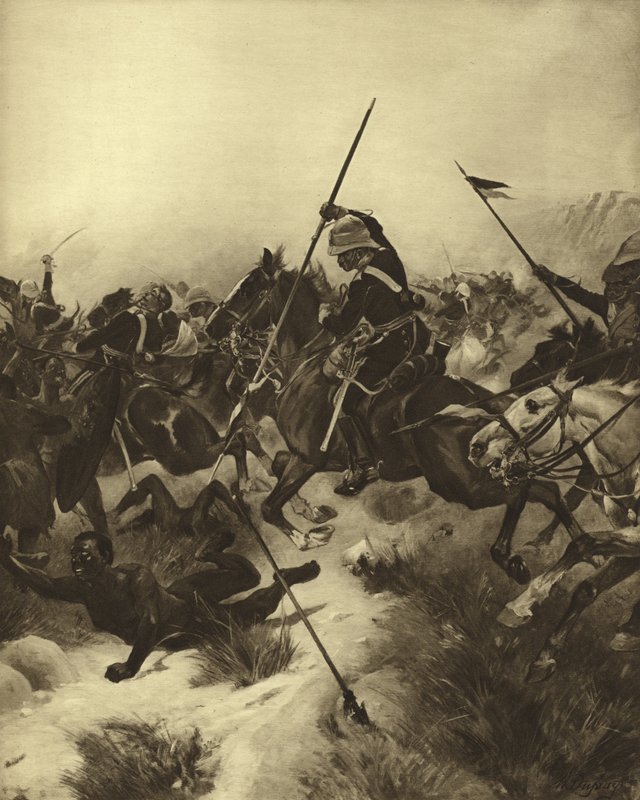 Ulundi csata, 1879 (mélynyomás) alkotó: Henri Louis Dupray