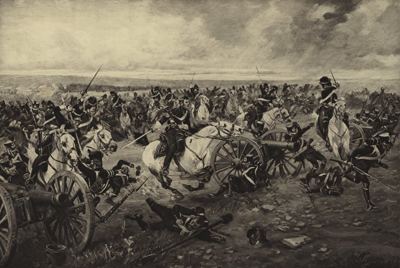 Waterloo-i csata, 1815 (mélynyomás) alkotó: Henri Louis Dupray