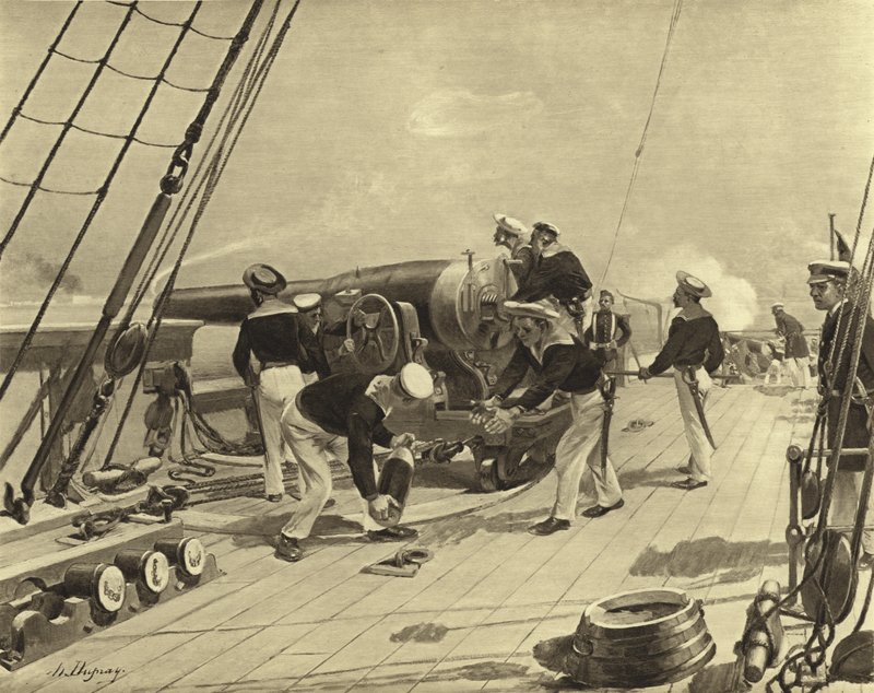 Alexandria bombázása, 1882 (mélynyomás) alkotó: Henri Louis Dupray