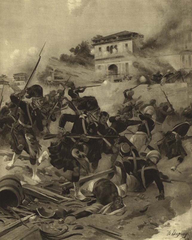 Lucknow domborműve, 1858 (mélynyomás) alkotó: Henri Louis Dupray