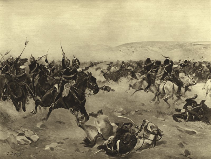 A nehézdandár rohama, balaclavai csata, 1854 (mélynyomás) alkotó: Henri Louis Dupray
