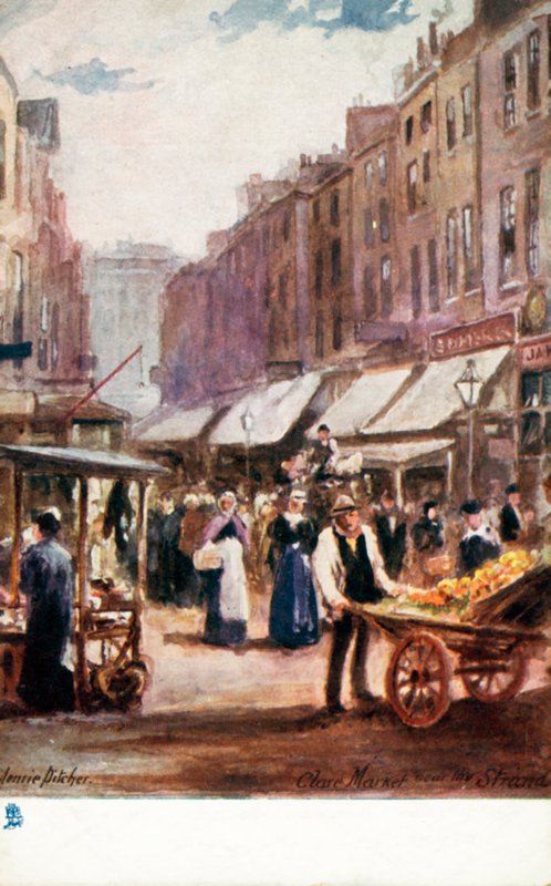Old London: Clare Market, a Strand közelében (színes litográfia) alkotó: Henrie Pitcher