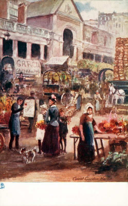 Old London: Covent Garden Market (színes litográfia) alkotó: Henrie Pitcher