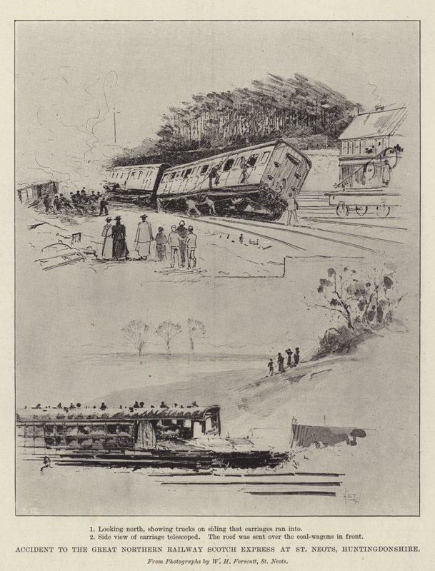 A Great Northern Railway Scotch Expressz balesete a huntingdonshire-i St Neotsnál alkotó: Henry Charles Seppings Wright