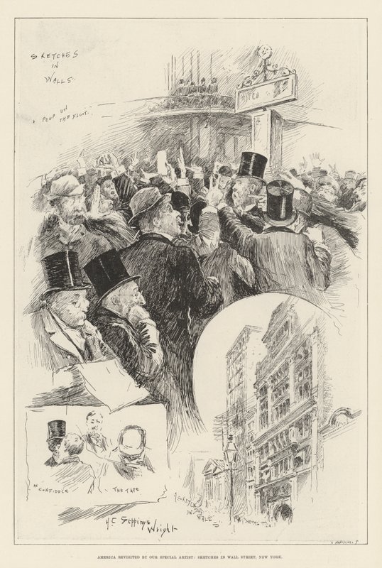 Amerikát újból meglátogatta különleges művészünk, Sketches in Wall Street, New York alkotó: Henry Charles Seppings Wright