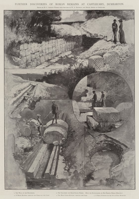 A római maradványok további felfedezései Castlecaryban, Dumbartonban alkotó: Henry Charles Seppings Wright